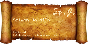 Szimon Jolán névjegykártya